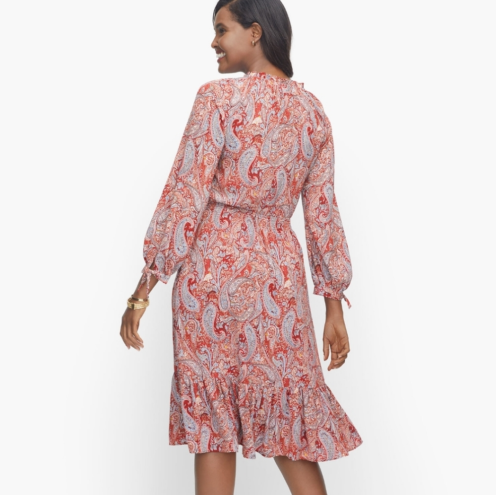 Talbots Split Neck Soft Dress Sprinkle Paisley La… - image 2
